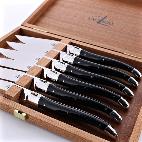 Shop the Forge de Laguiole Ebony Wood Steak Knife Set at Weston Table