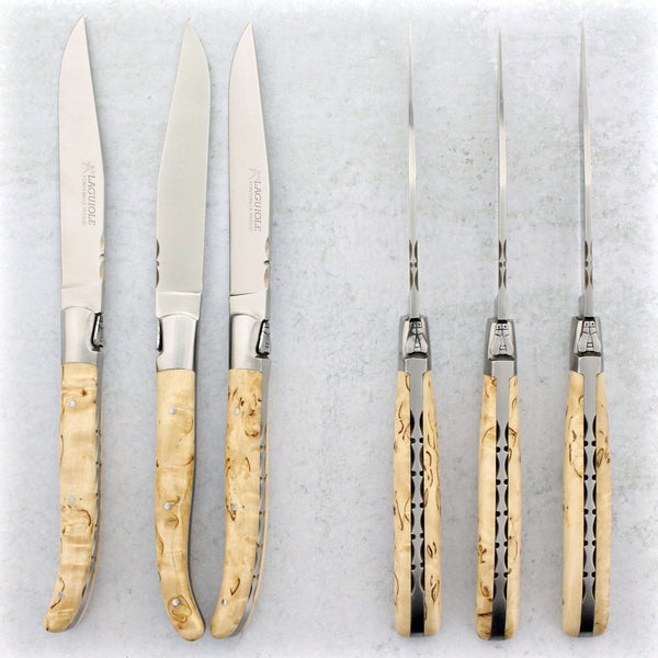 Chateau Laguiole Signature Steak Knives Karelian Birch - Satin Finish -  Laguiole Imports