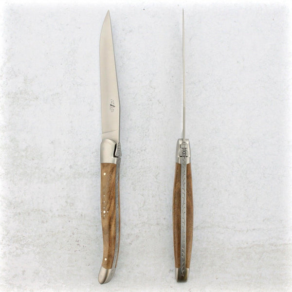 Set of 6 Laguiole Forged Steak Knives Ram horn tip - LTC6BE