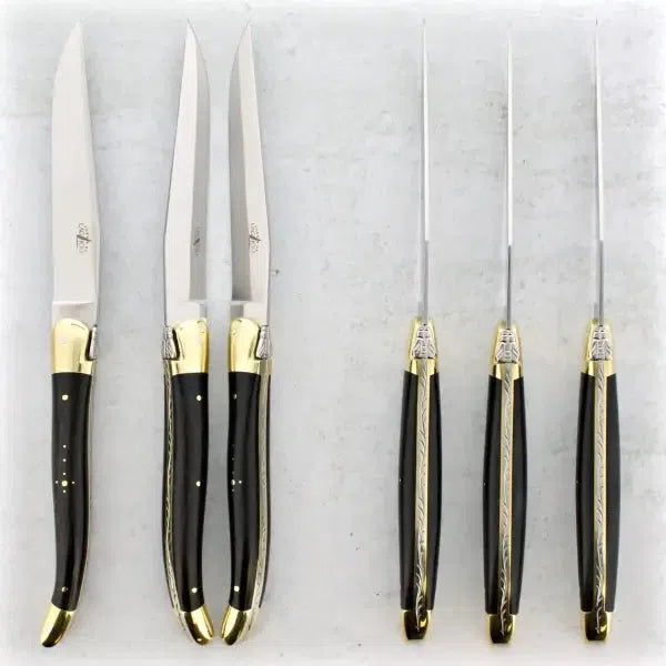 Festive Edition Laguiole Steak Knives - Brass Bolsters