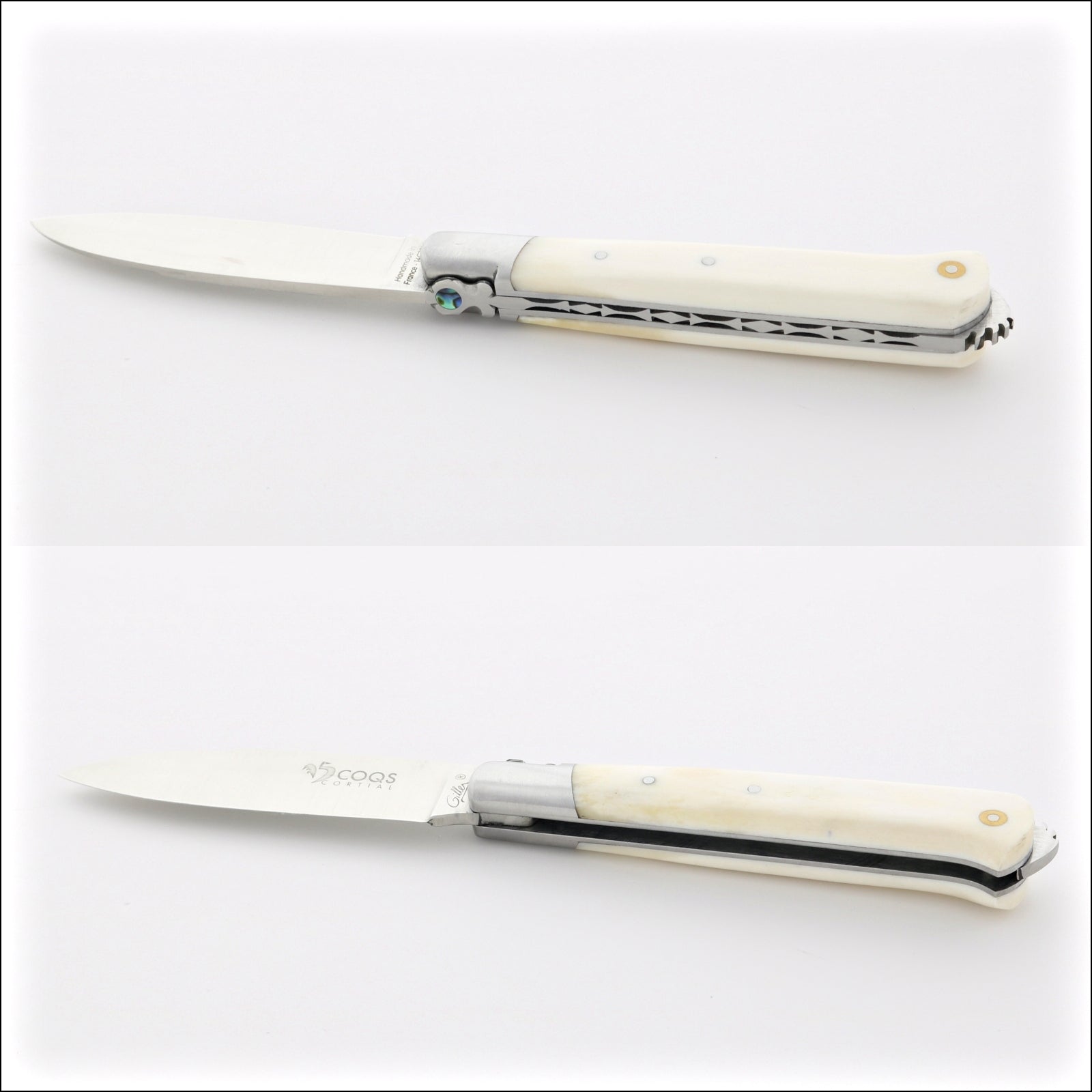 5 Coqs Pocket Knife - Cattle Bone and Mother of Pearl Inlay