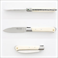 5 Coqs Pocket Knife - Cattle Bone and Mother of Pearl Inlay - Laguiole  Imports