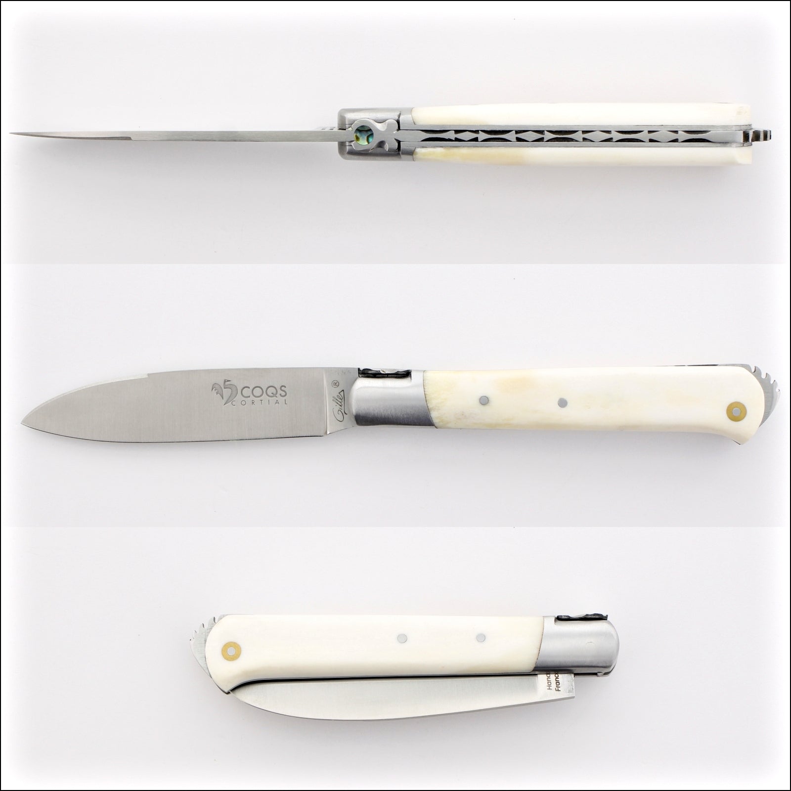 5 Coqs Pocket Knife - Cattle Bone and Mother of Pearl Inlay