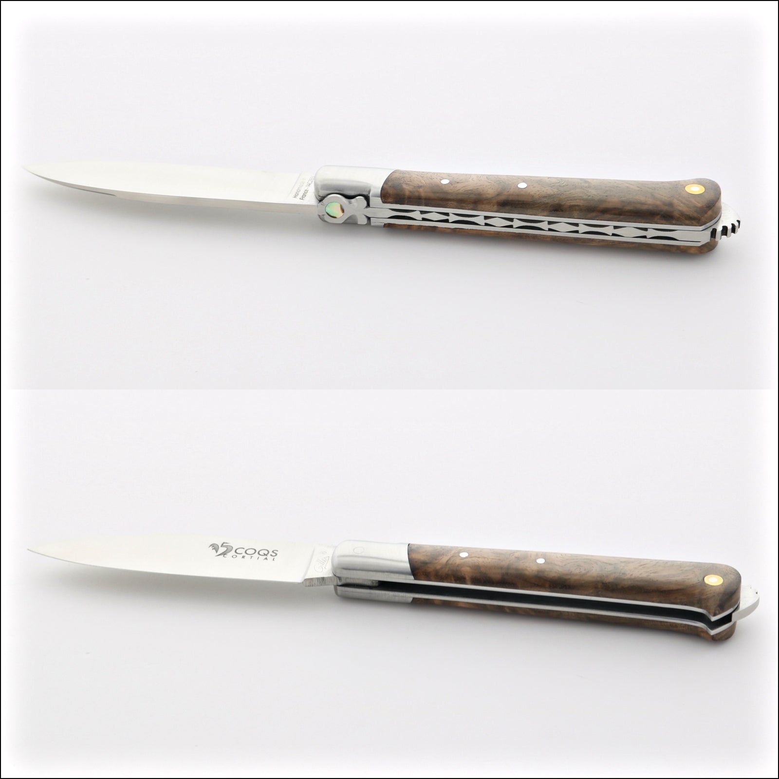 5 Coqs Pocket Knife - Walnut & Mother of Pearl Inlay