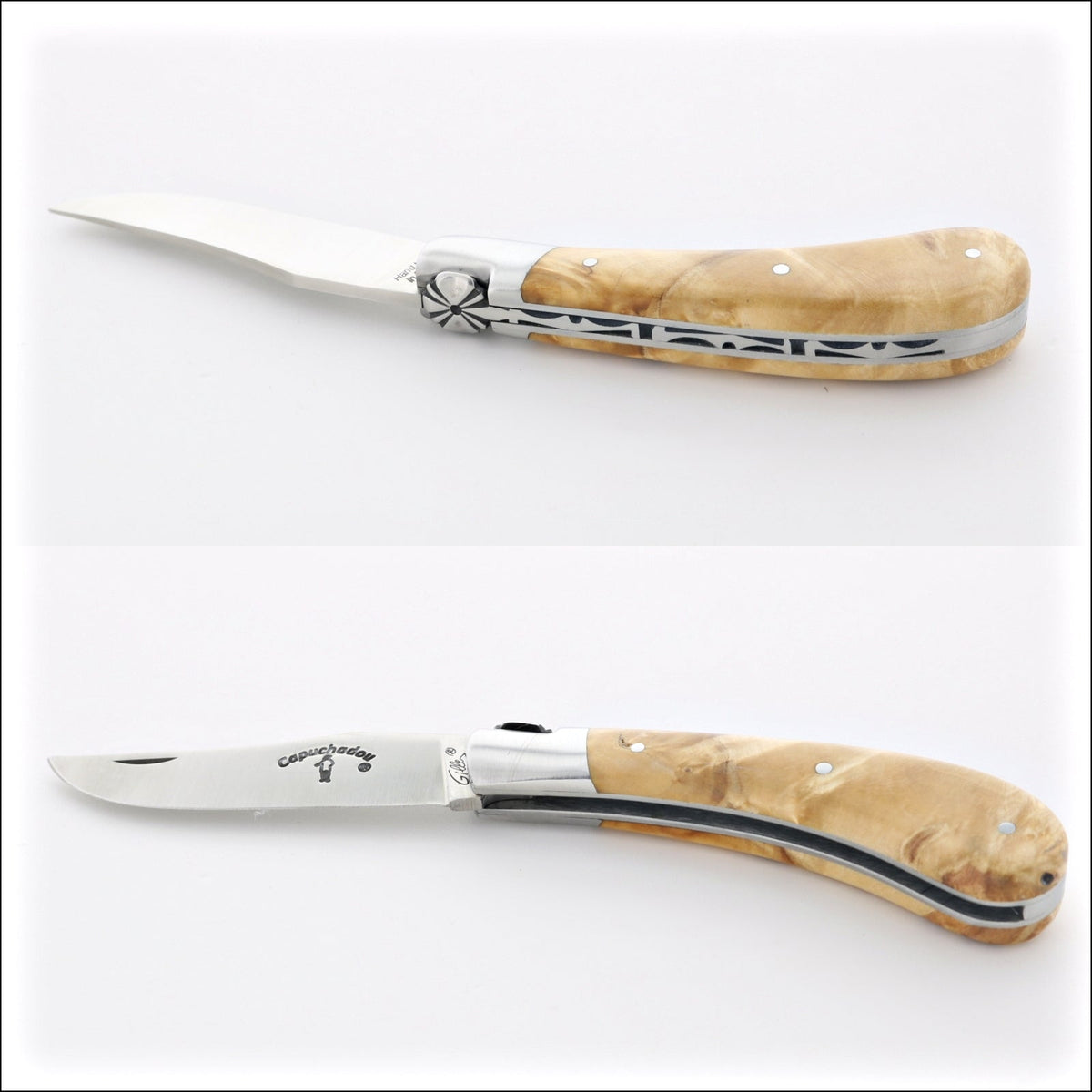 Capuchadou® 10 cm Classic Folding Knife Poplar Burl Handle