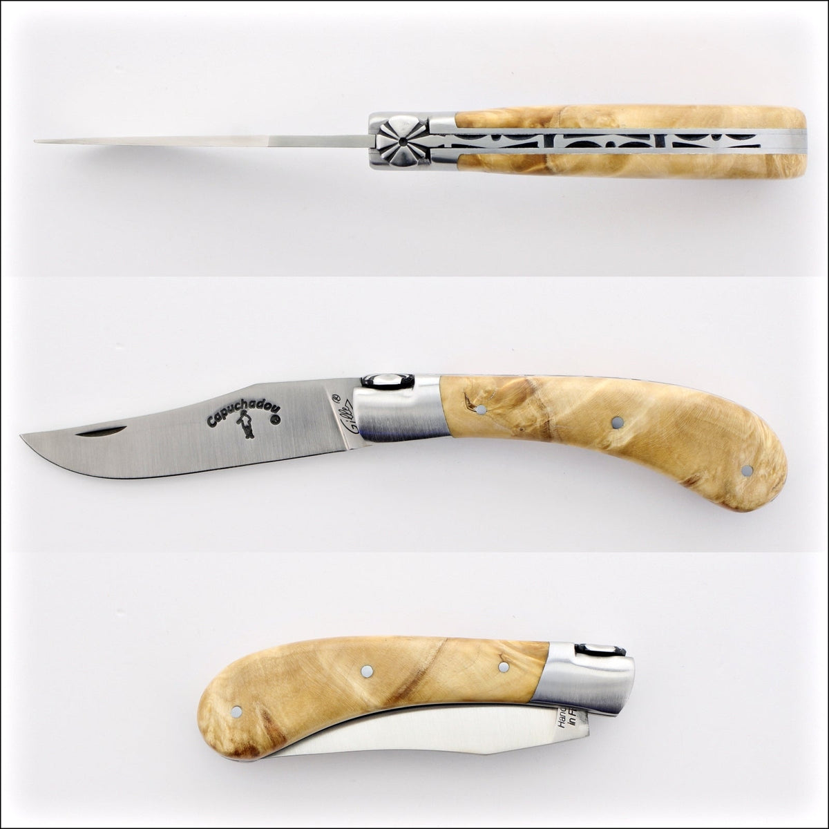 Capuchadou® 10 cm Classic Folding Knife Poplar Burl Handle