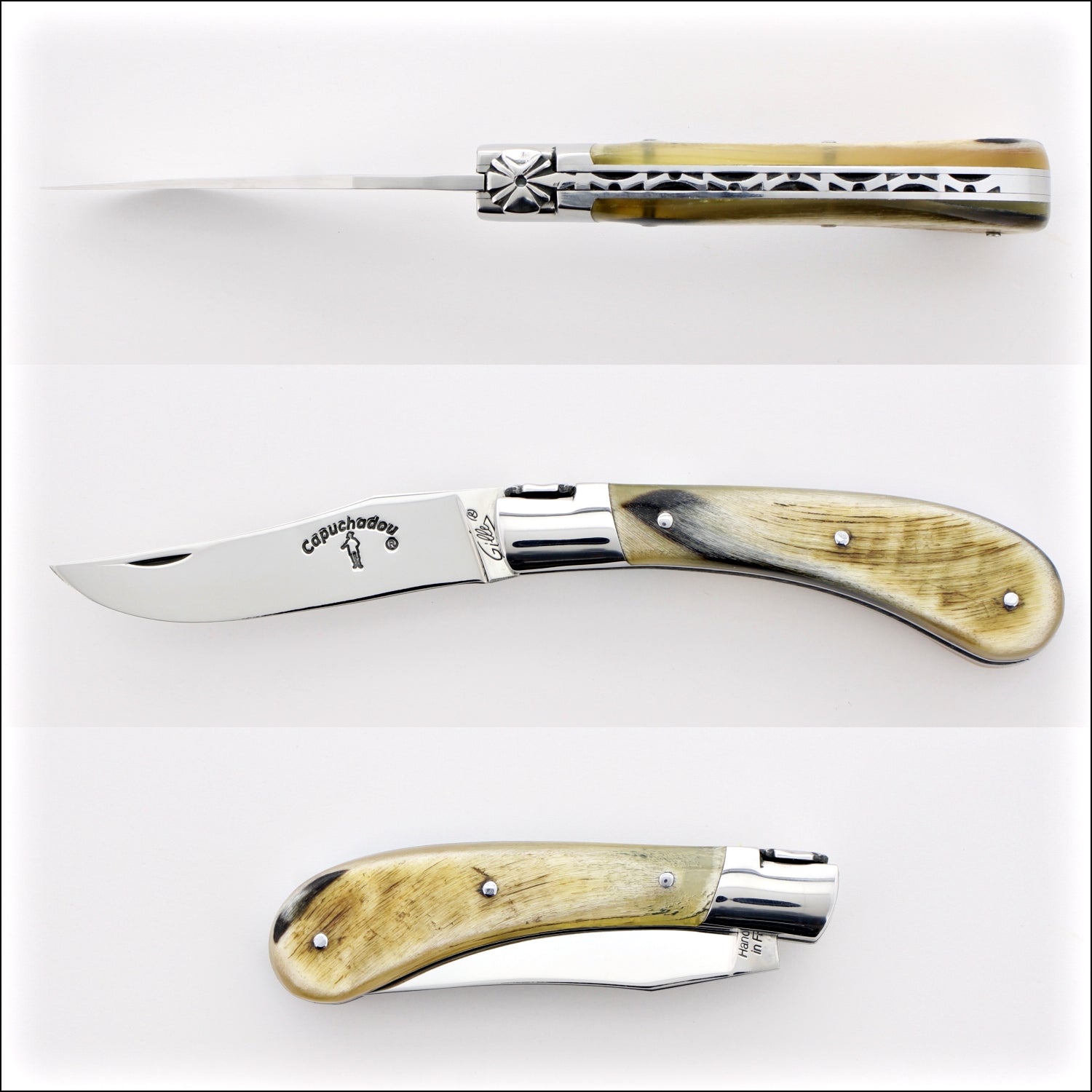 Capuchadou® 10 cm Classic Folding Knife Ram Horn Tip