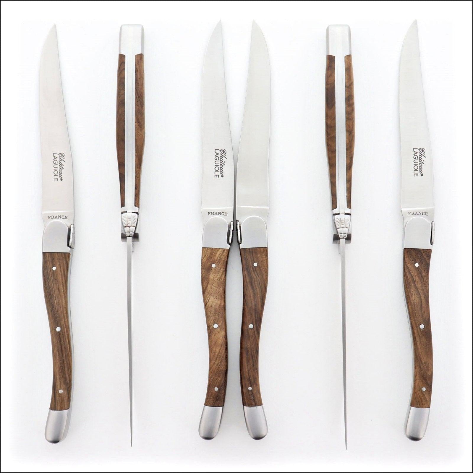 Laguiole Steak Knives Walnut Handle Satin Finish