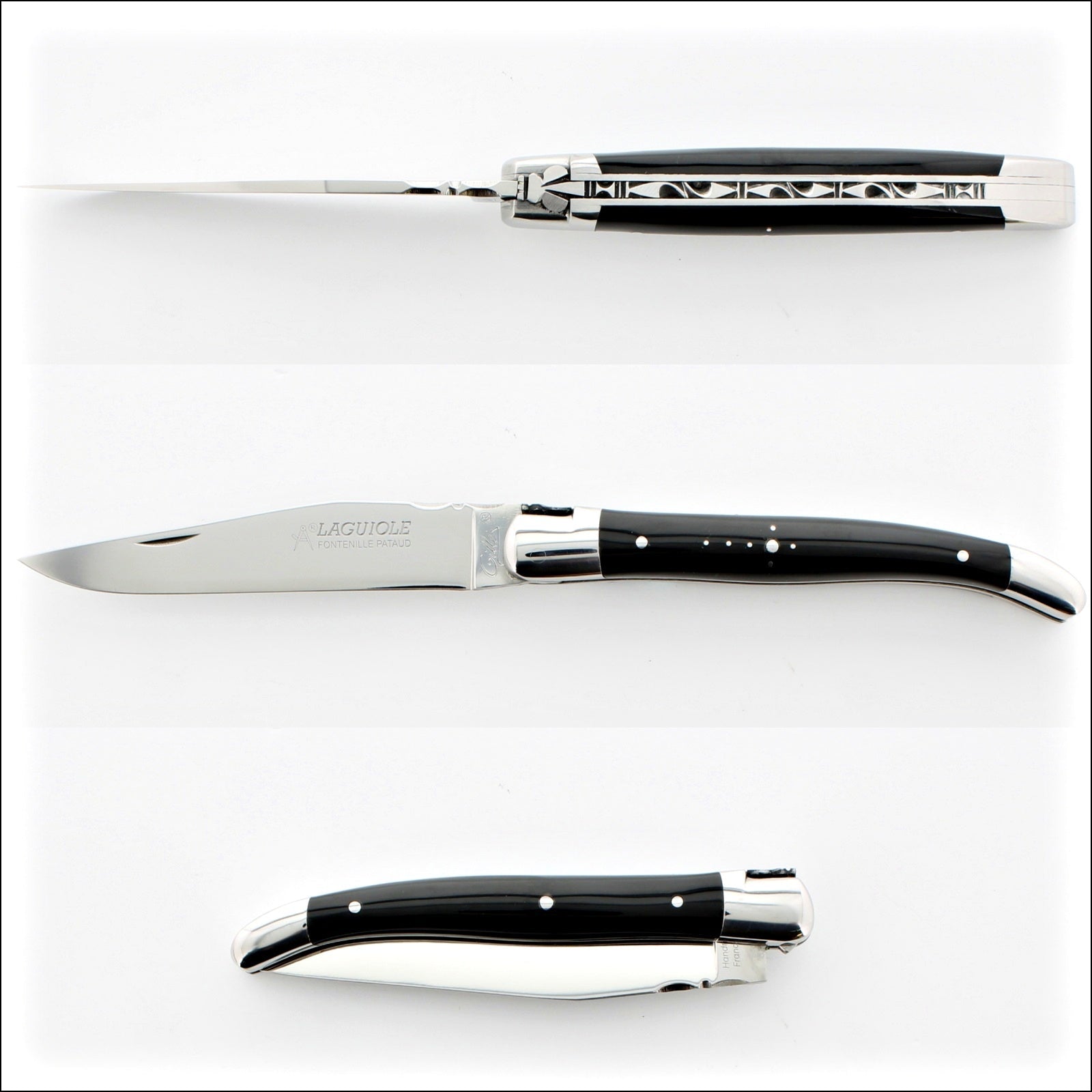 Classic Laguiole Knife 11 cm Black Horn Tip Handle