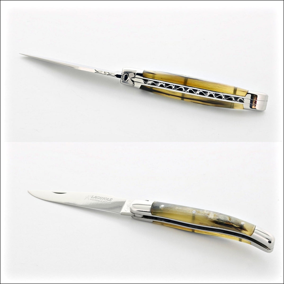 Classic Laguiole Knife 11 cm Ram Horn Tip Handle