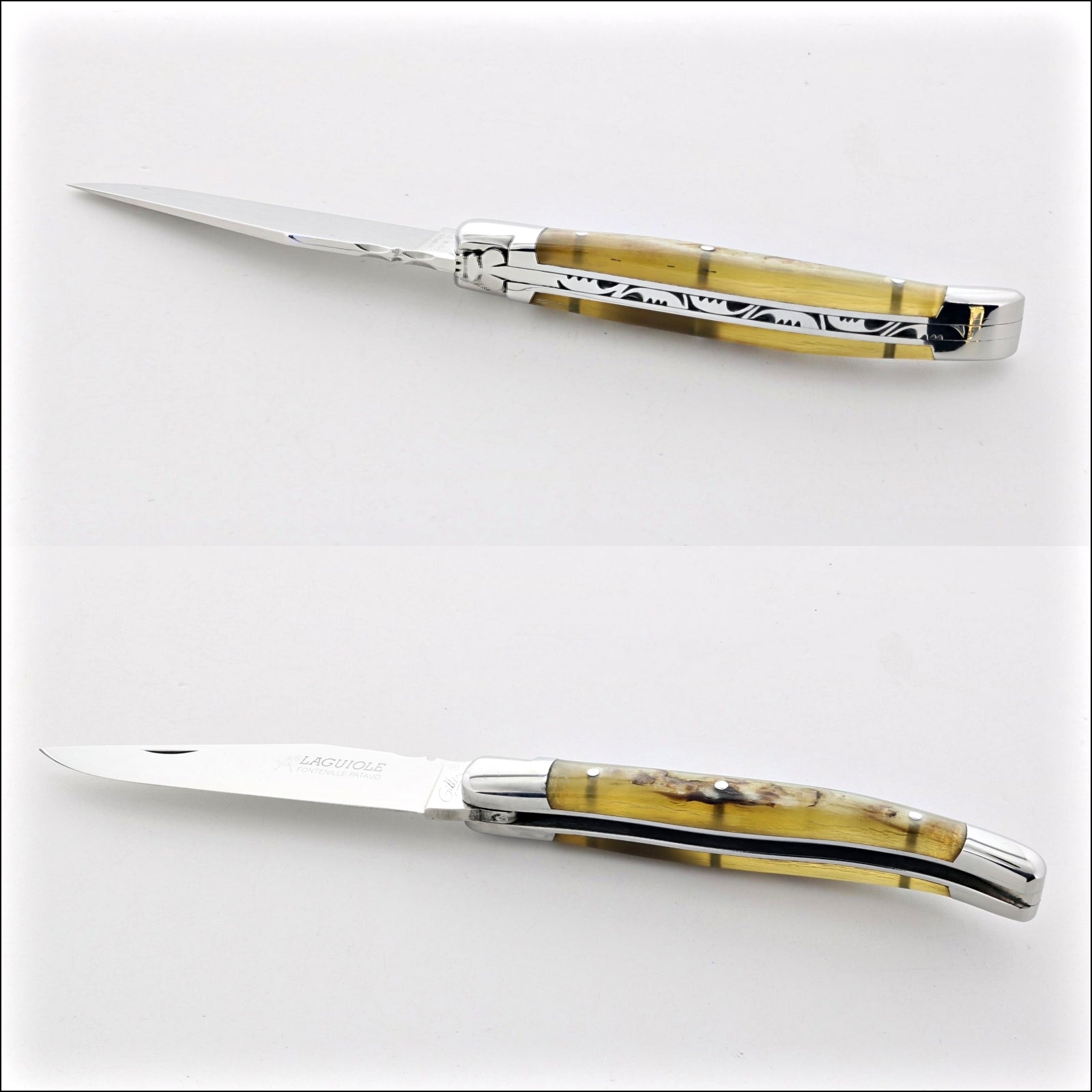 Classic Laguiole Pocket Knife 11 cm Ram Horn Tip Handle