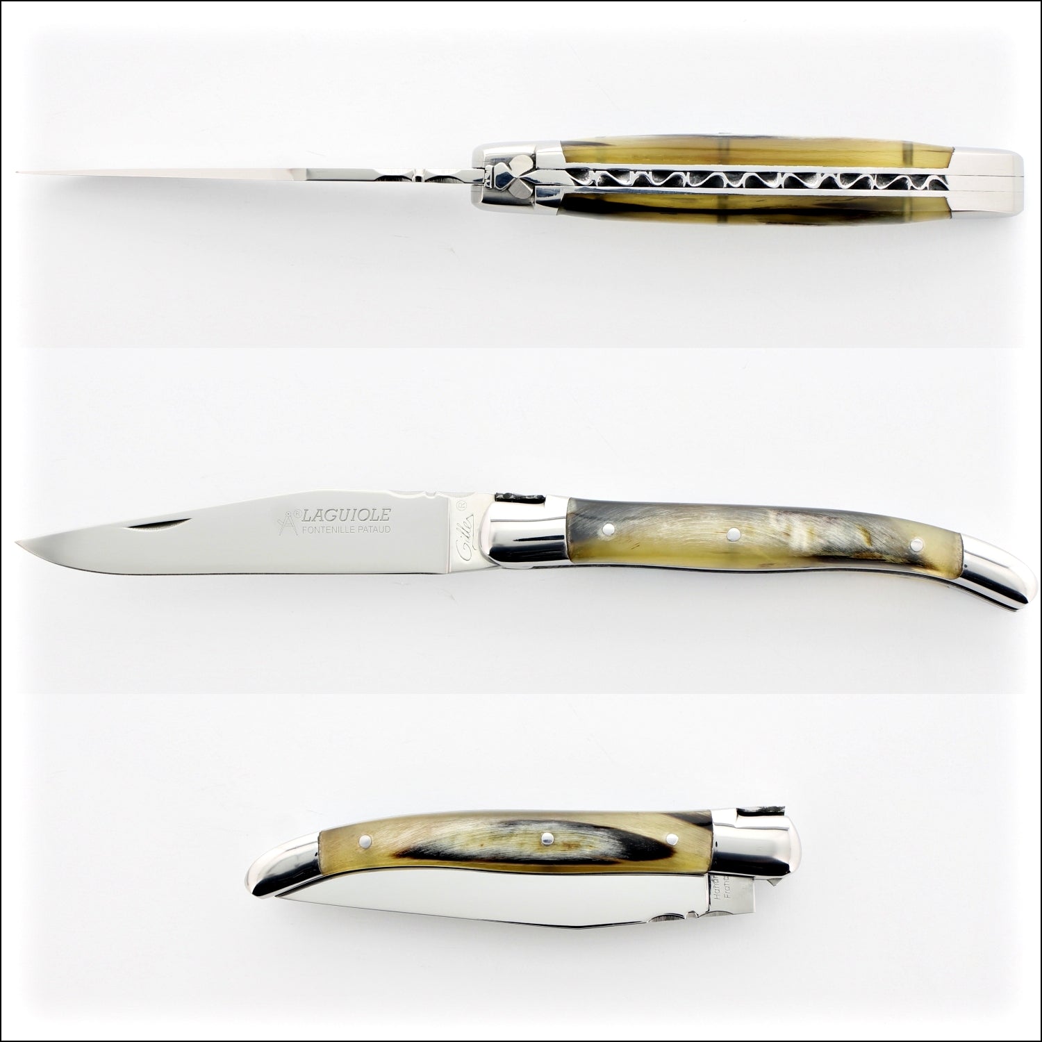 Classic Laguiole Knife 11 cm Ram Horn Tip Handle