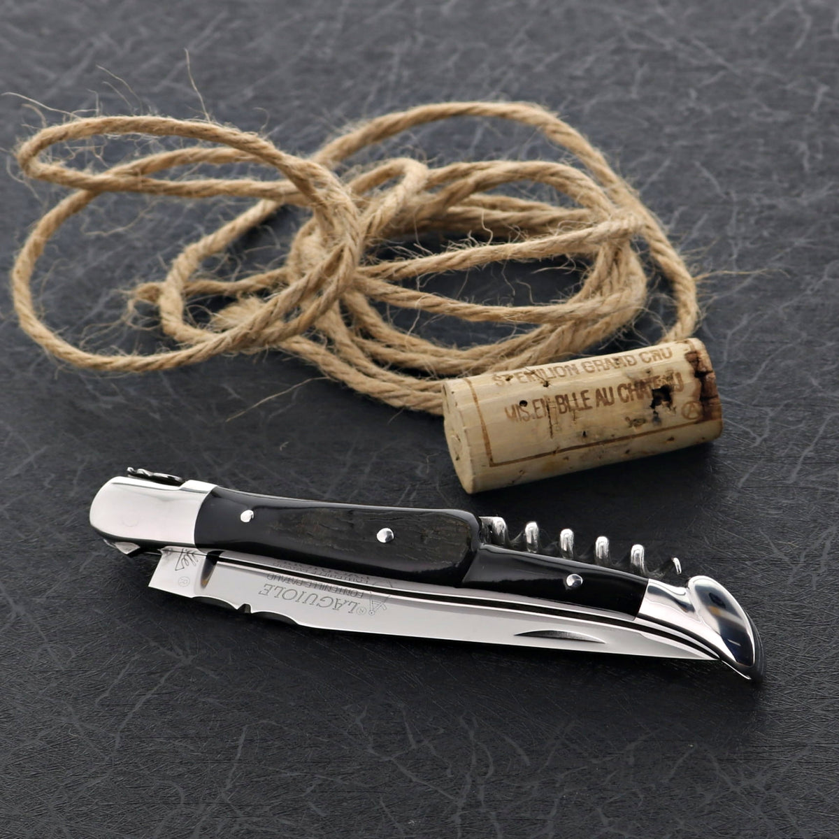Classic Laguiole Corkscrew Knife Buffalo Bark Handle