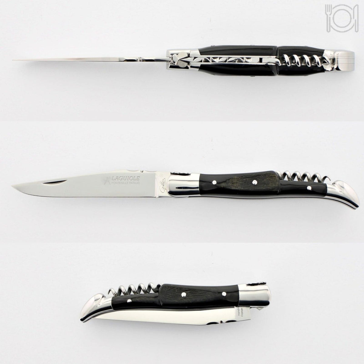 Classic Laguiole Corkscrew Knife Buffalo Bark Handle