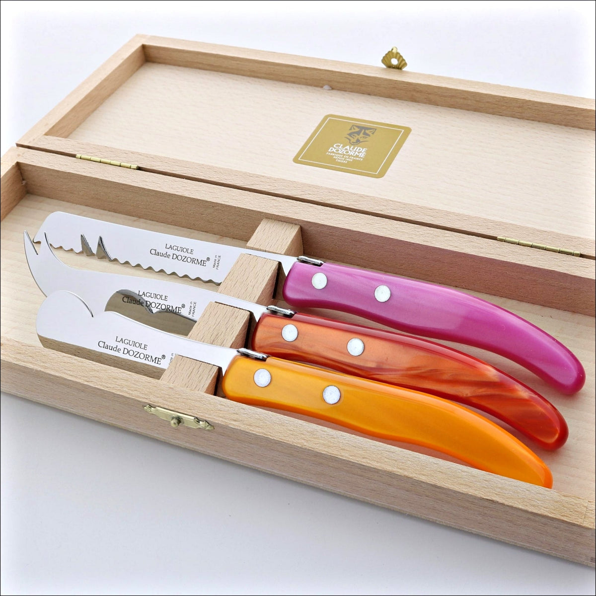 Claude Dozorme Berlingot Laguiole Breakfast Set - Pink-Orange