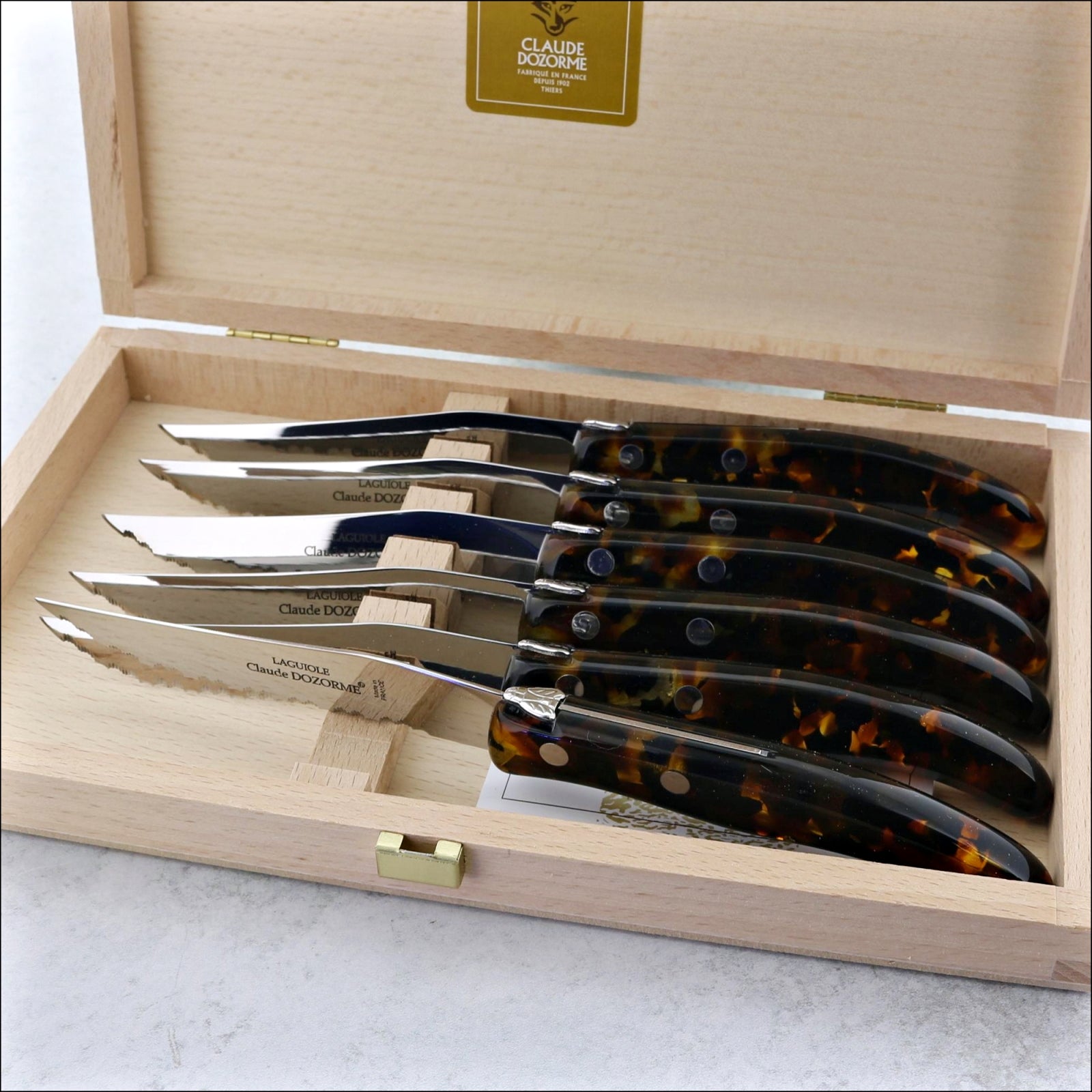 Claude Dozorme Laguiole Steak Knives - Set of 6 - Golden Flakes