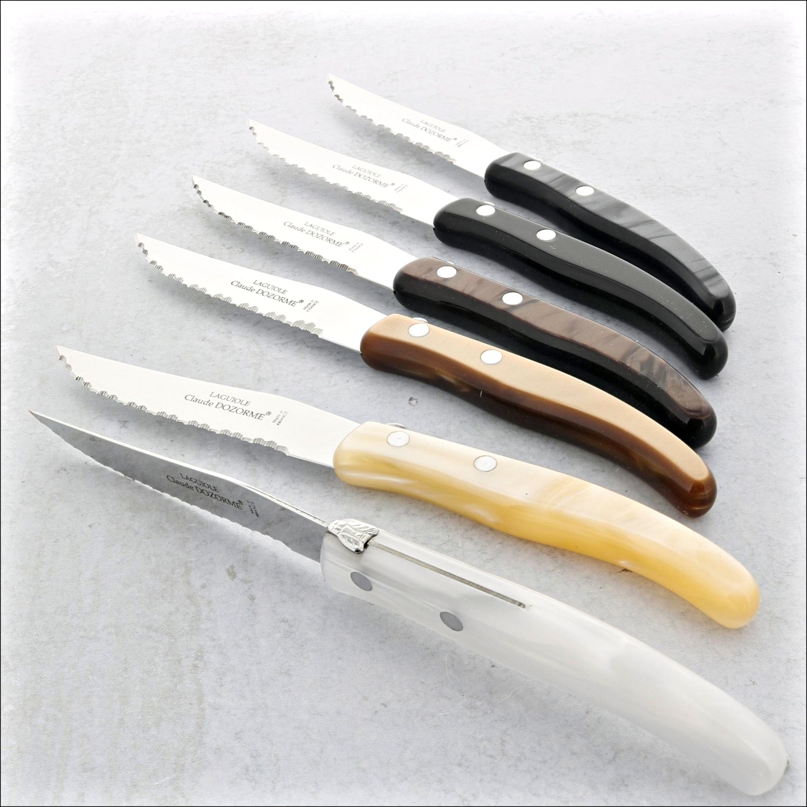 Claude Dozorme Laguiole Steak Knives - Set of 6 - Grey-Brown