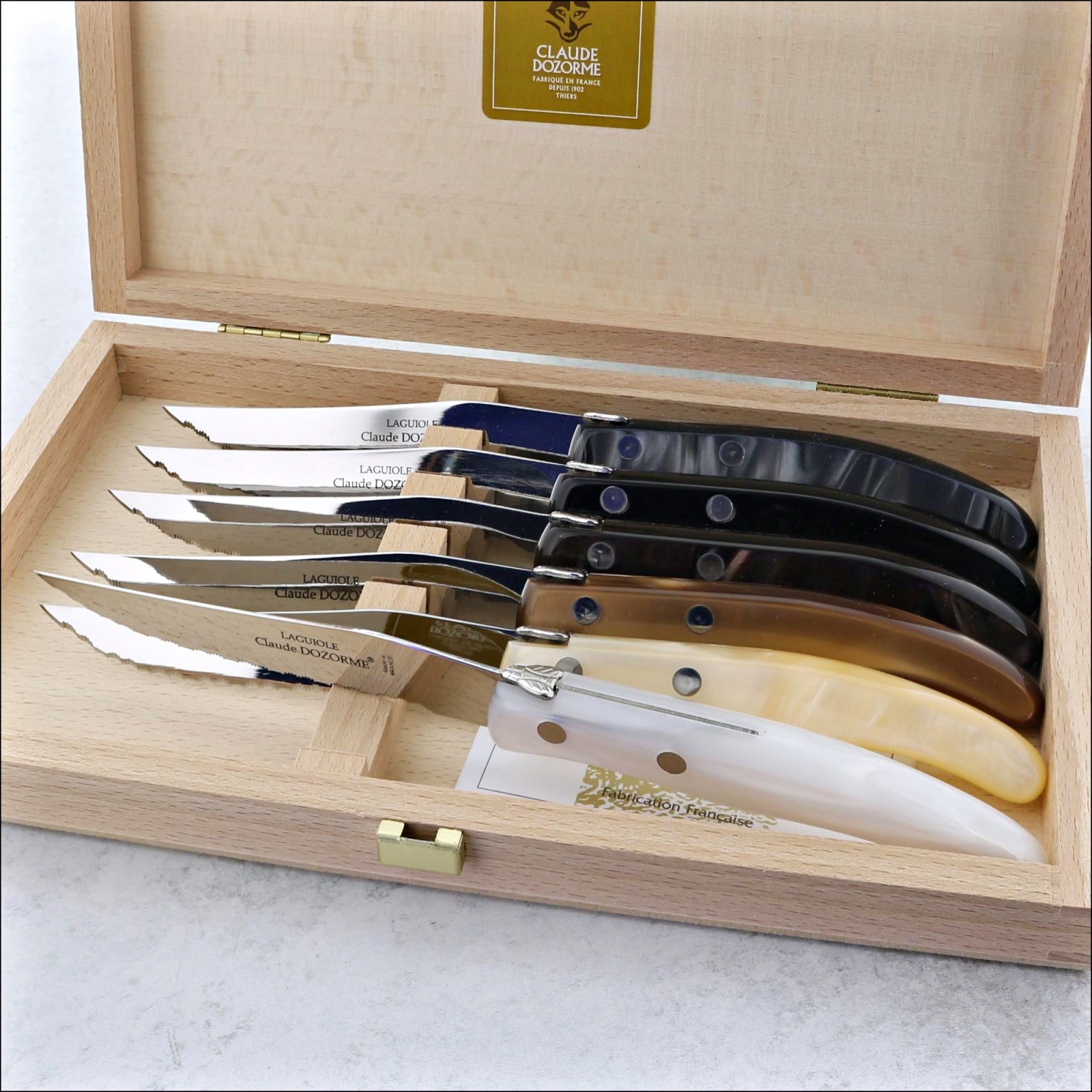 Claude Dozorme Laguiole Steak Knives - Set of 6 - Grey-Brown