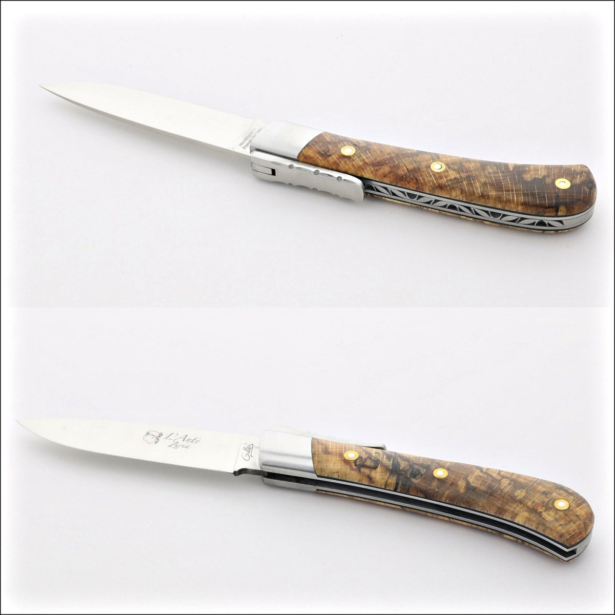 Corsican L&#39; Antò Pocket Knife Burled Beech End Grain