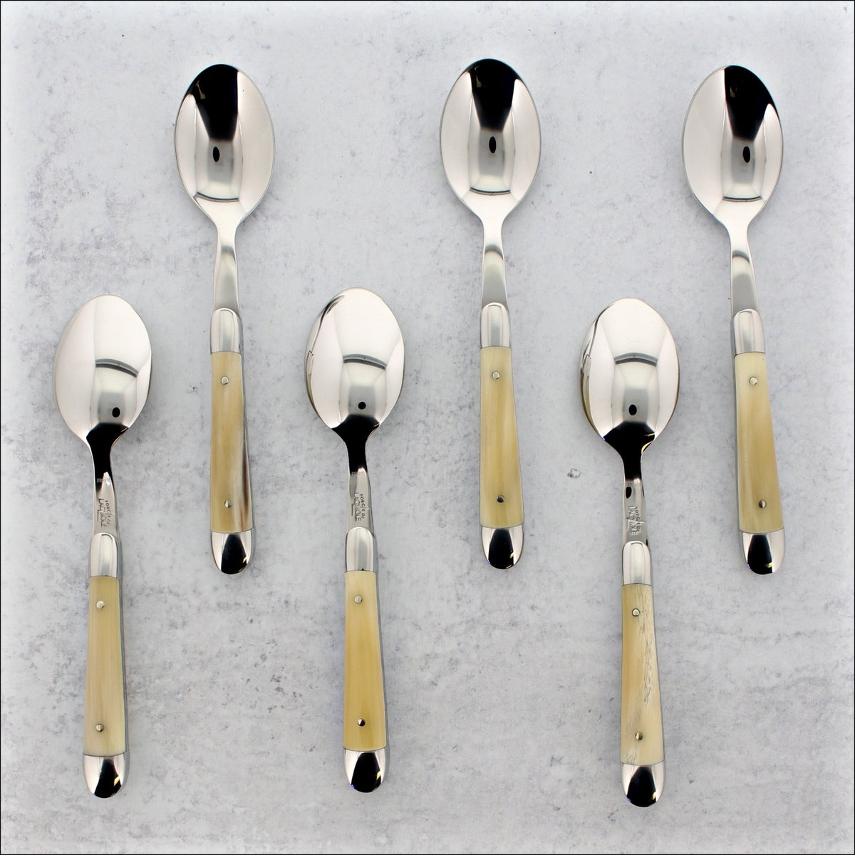 Forge de Laguiole Set of 6 Horn Tip Small Spoons