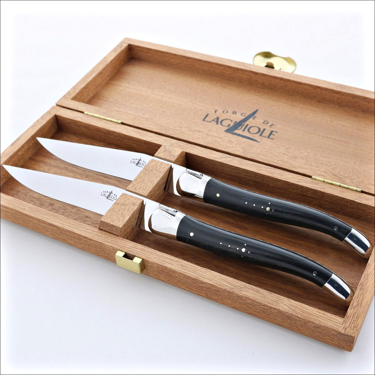 Forge de Laguiole Steak Knife Storage For Set of 2 - Sapele Wood