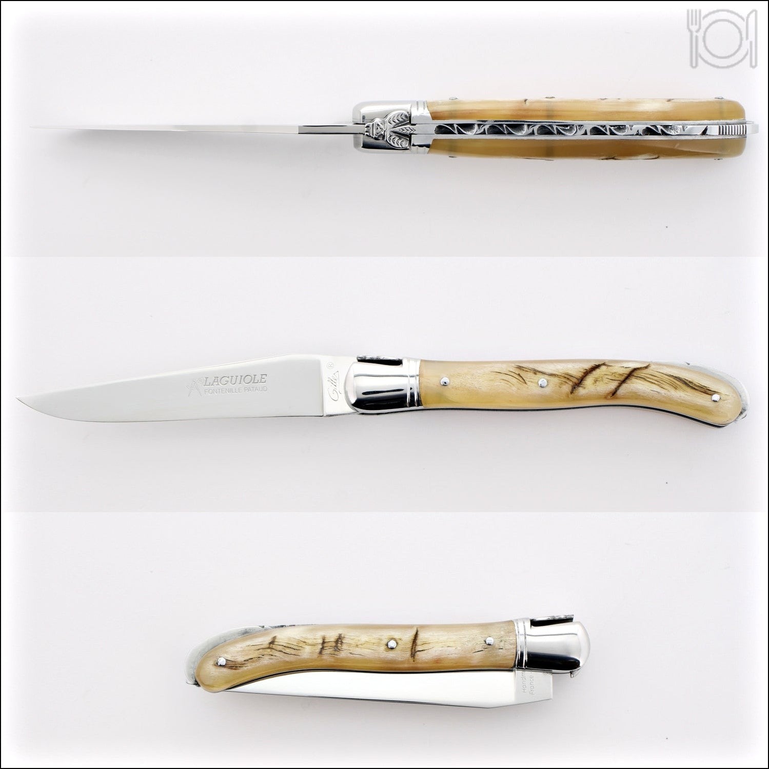 Fontenille Pataud Laguiole Forged Steak Knives Black Horn Tip 