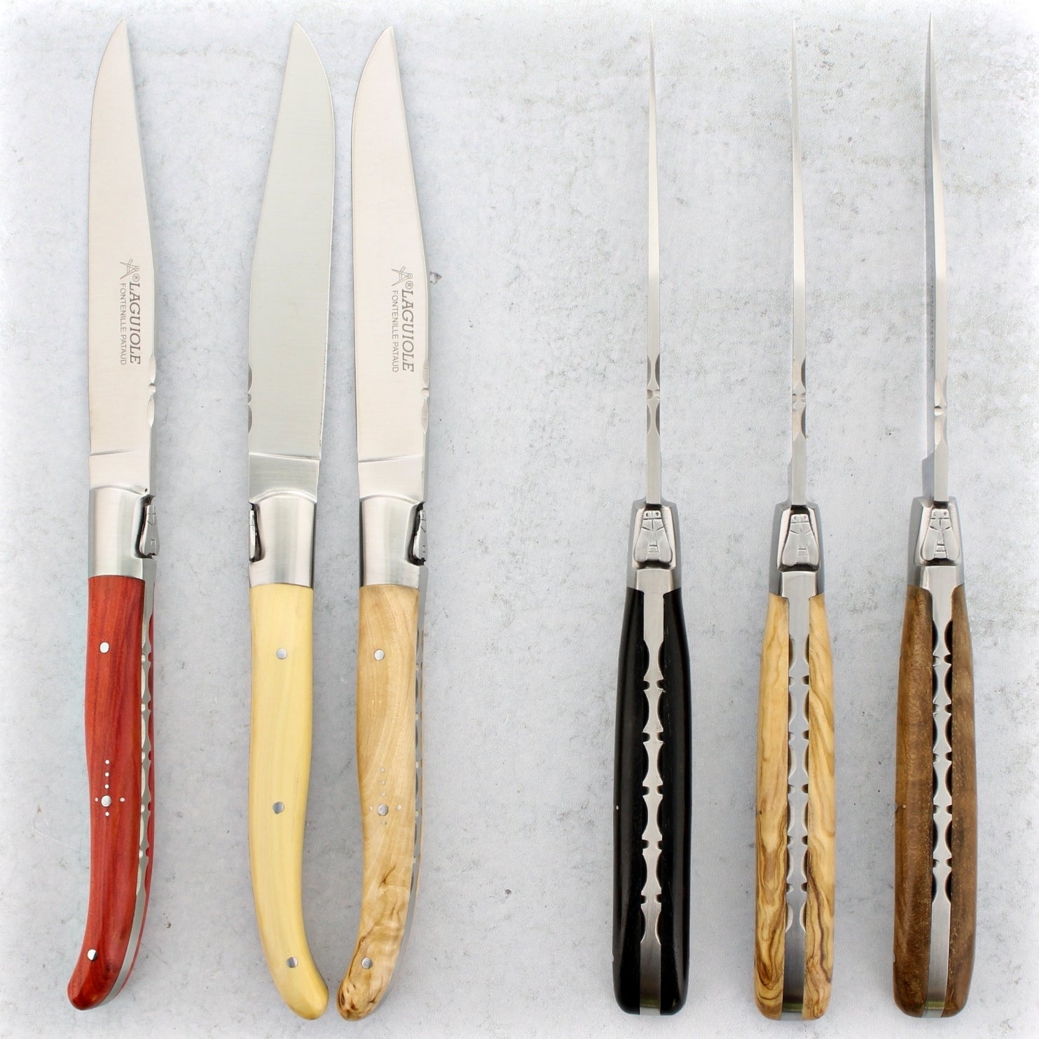 Laguiole Tradition 6-Piece Steak Knife Set - Dark Wood Handle