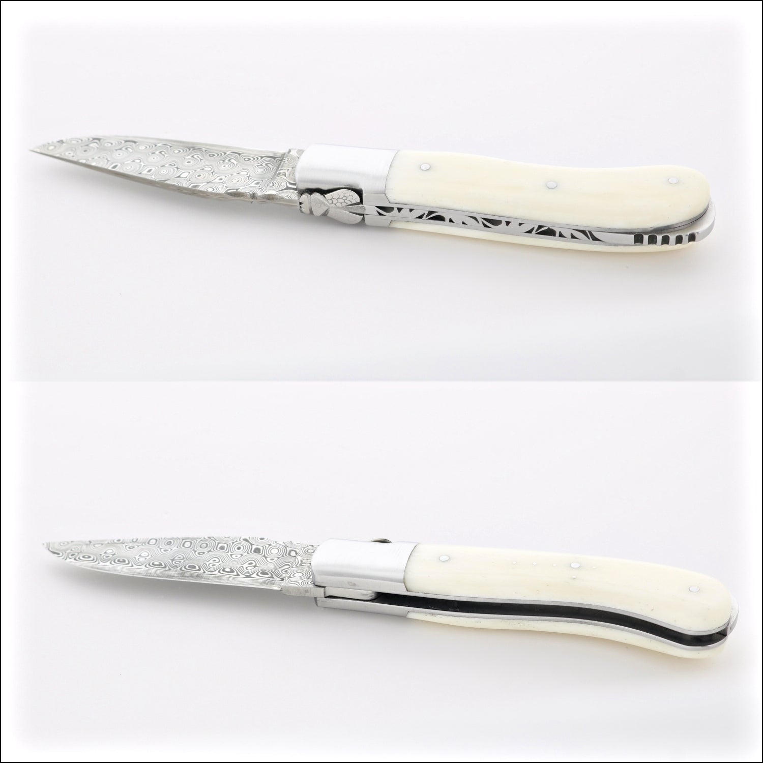 Laguiole Gentleman's Knife - Damascus Blade - Cattle Bone