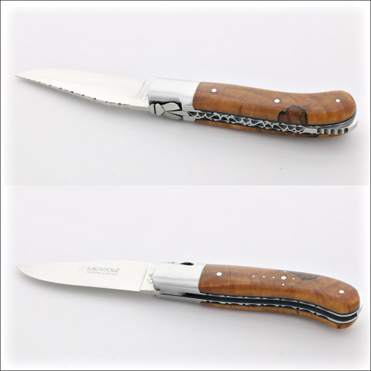 Laguiole Gentleman&#39;s Knife Guilloche - Burled Beech End Grain