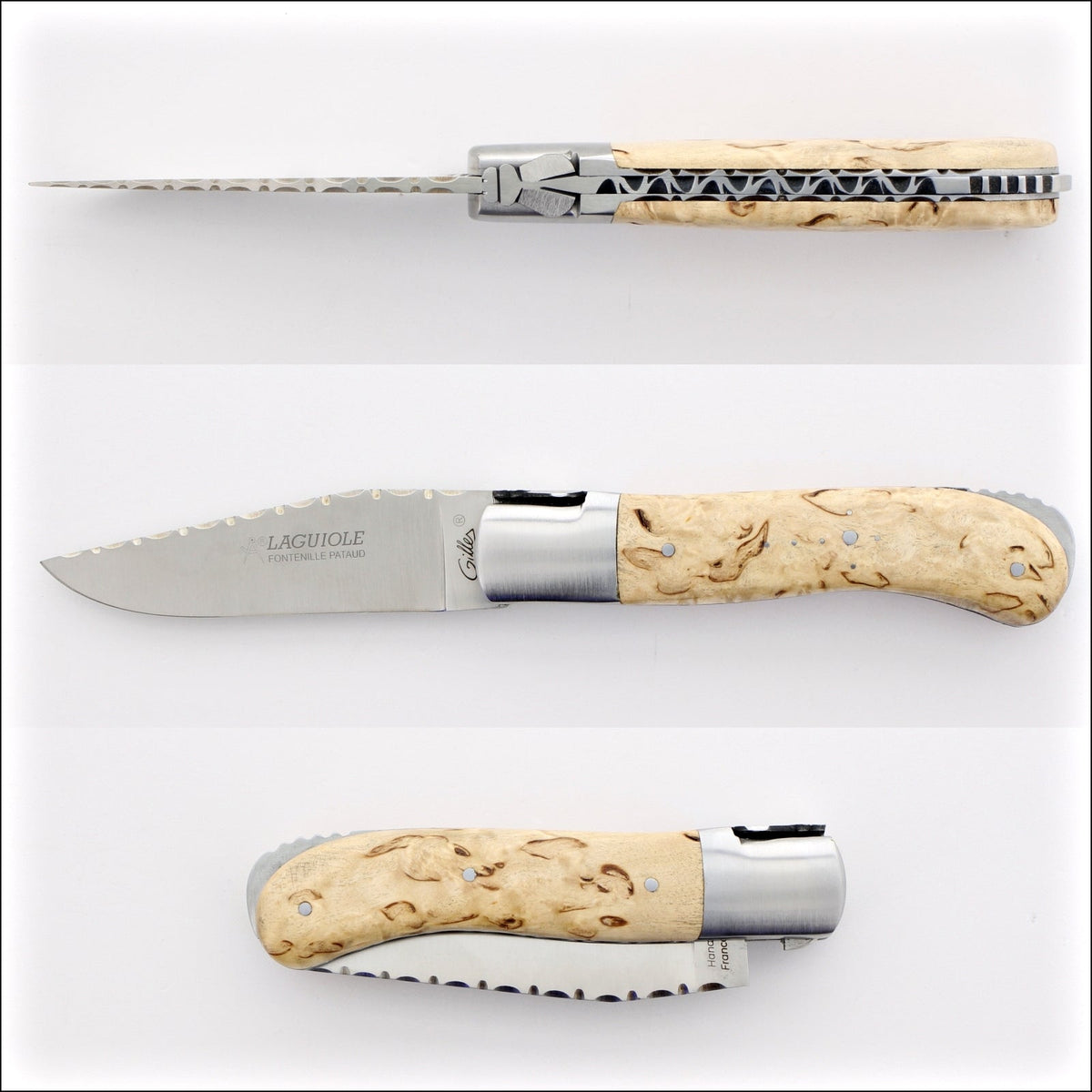 Laguiole Gentleman&#39;s Knife Guilloche - Karelian Birch