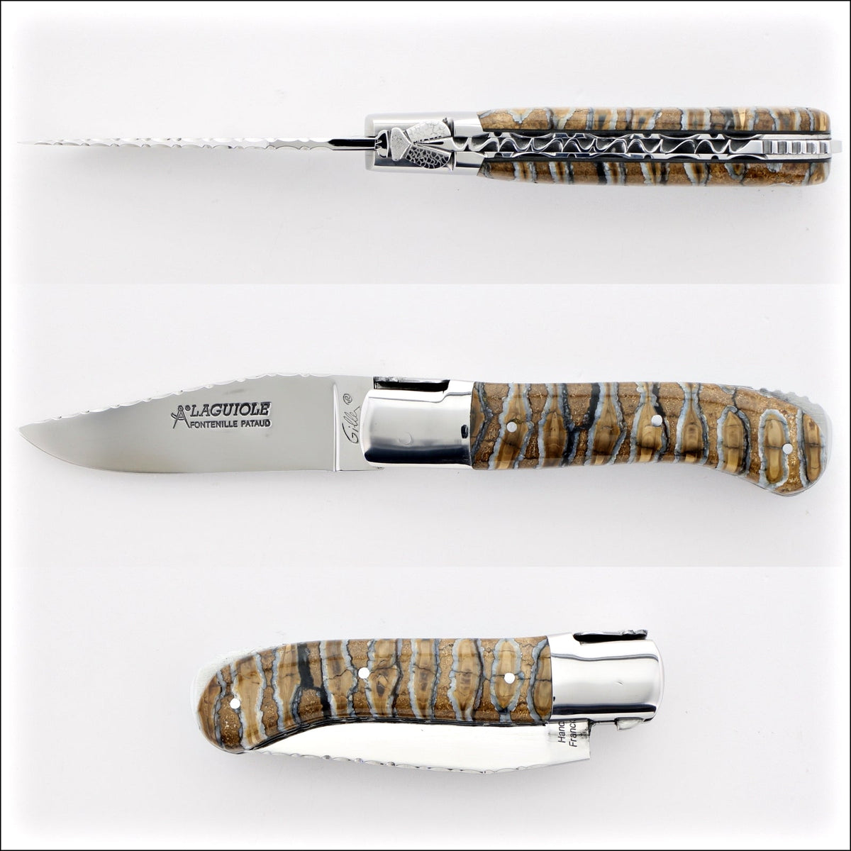 Laguiole Gentleman&#39;s Knife Guilloche - Mammoth Tooth - Jupiter