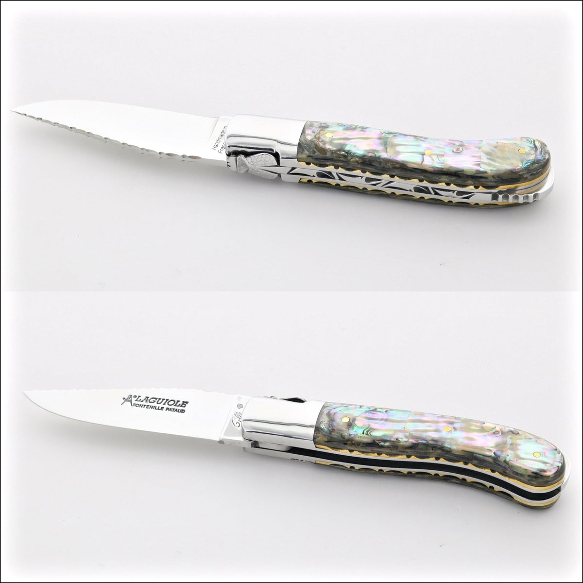 Laguiole Gentleman&#39;s Knife Guilloche - Mother of Pearl