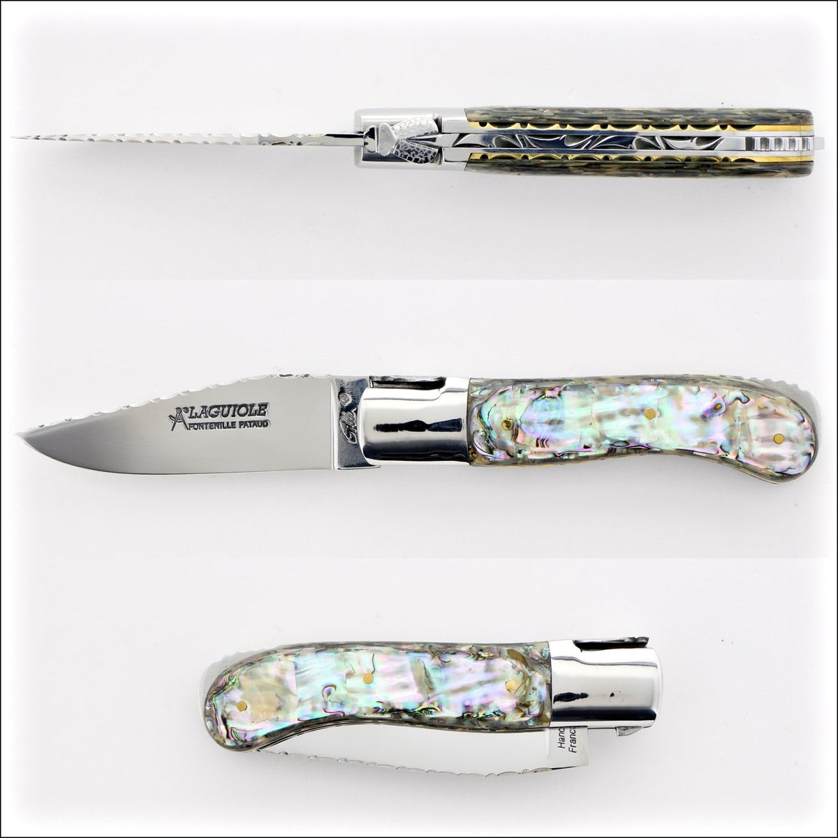 Laguiole Gentleman&#39;s Knife Guilloche - Mother of Pearl