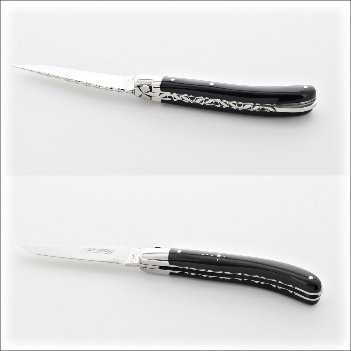 Laguiole Le Pocket Guilloche Black Horn Tip Handle