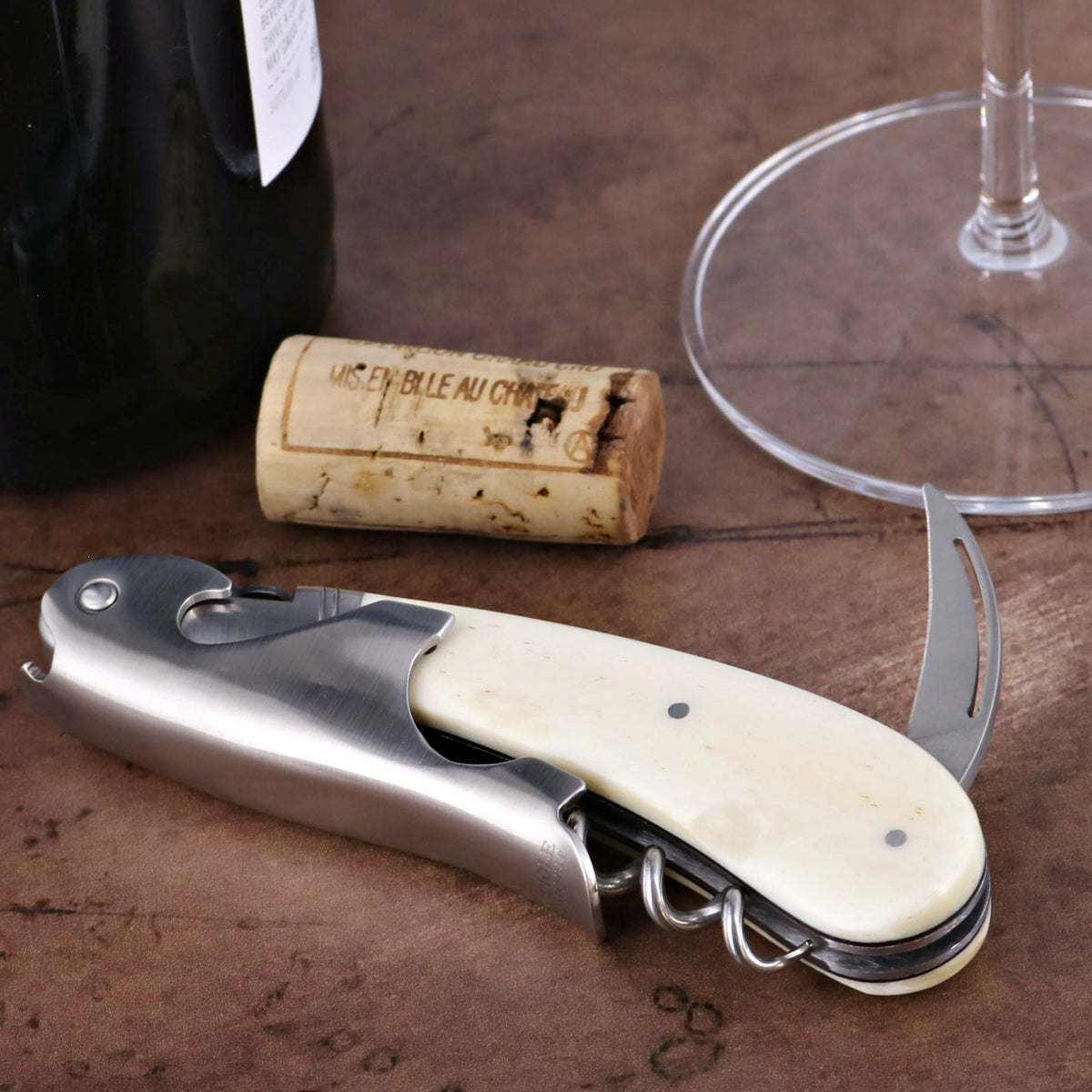 Laguiole Magnum Cattle Bone Handle Corkscrew - A