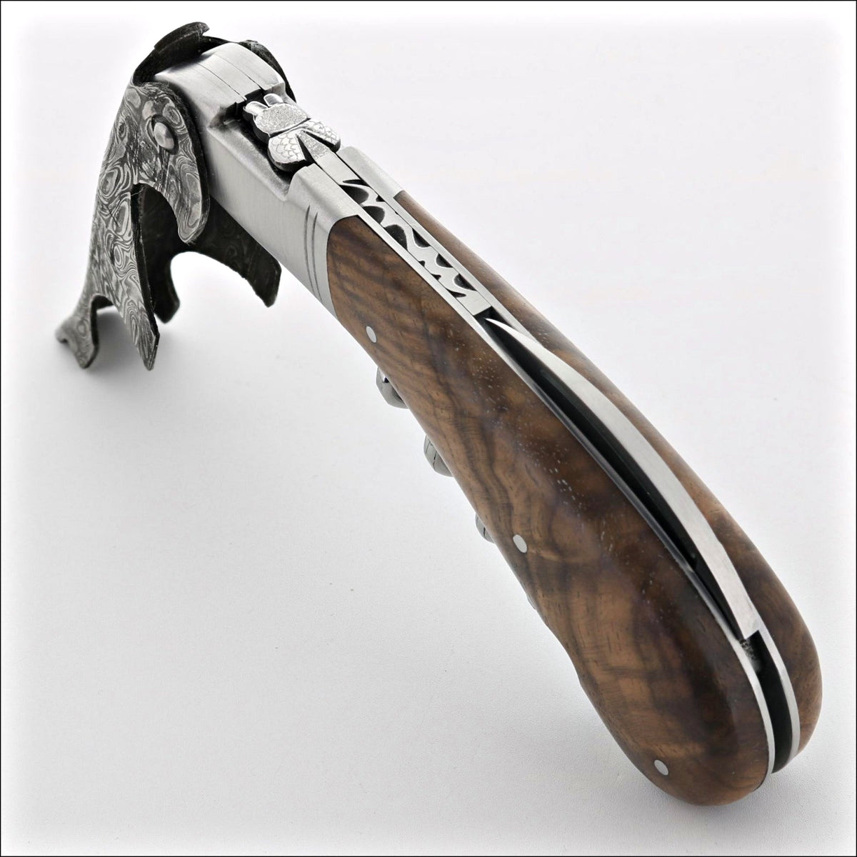 Laguiole Magnum Damascus Burled Walnut Corkscrew