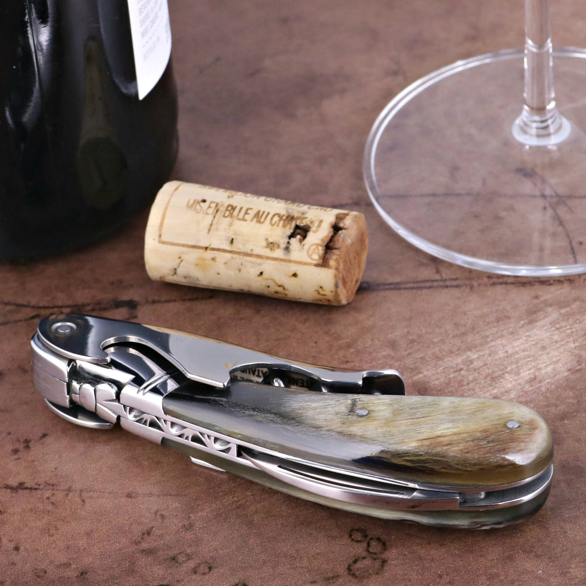 Laguiole Magnum Dark Ram Horn Corkscrew - B