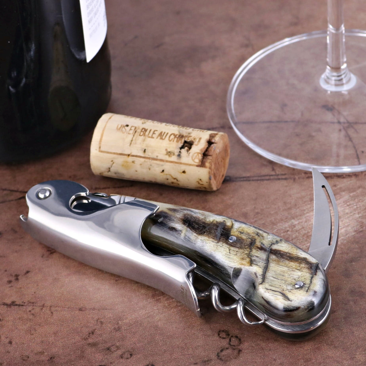 Laguiole Magnum Dark Ram Horn Corkscrew - B