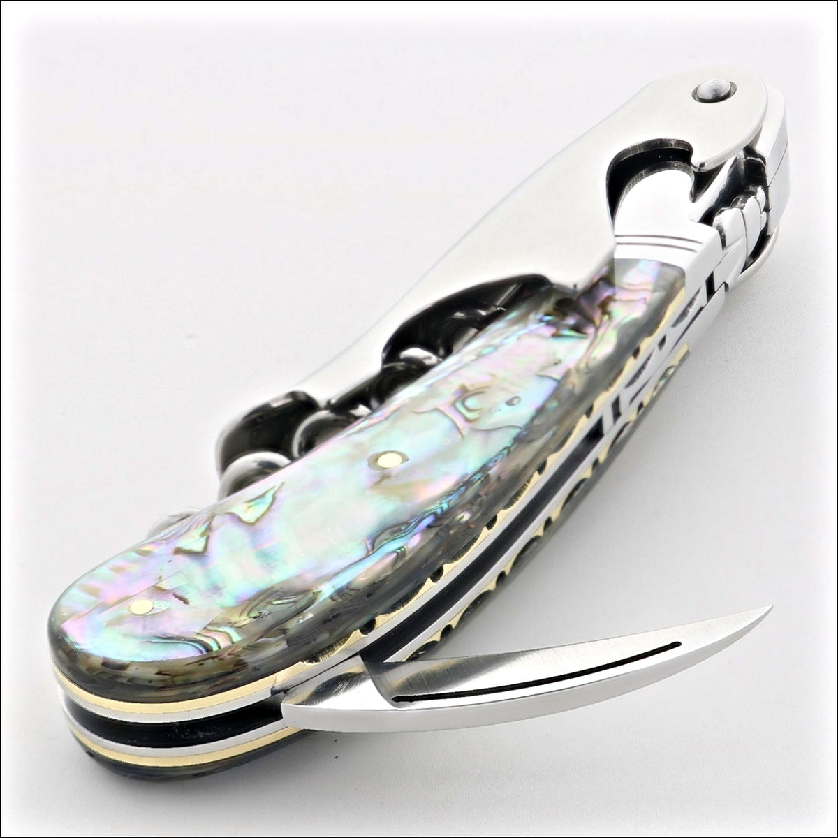 Laguiole Magnum Genuine Mother of Pearl Guilloche Corkscrew - B