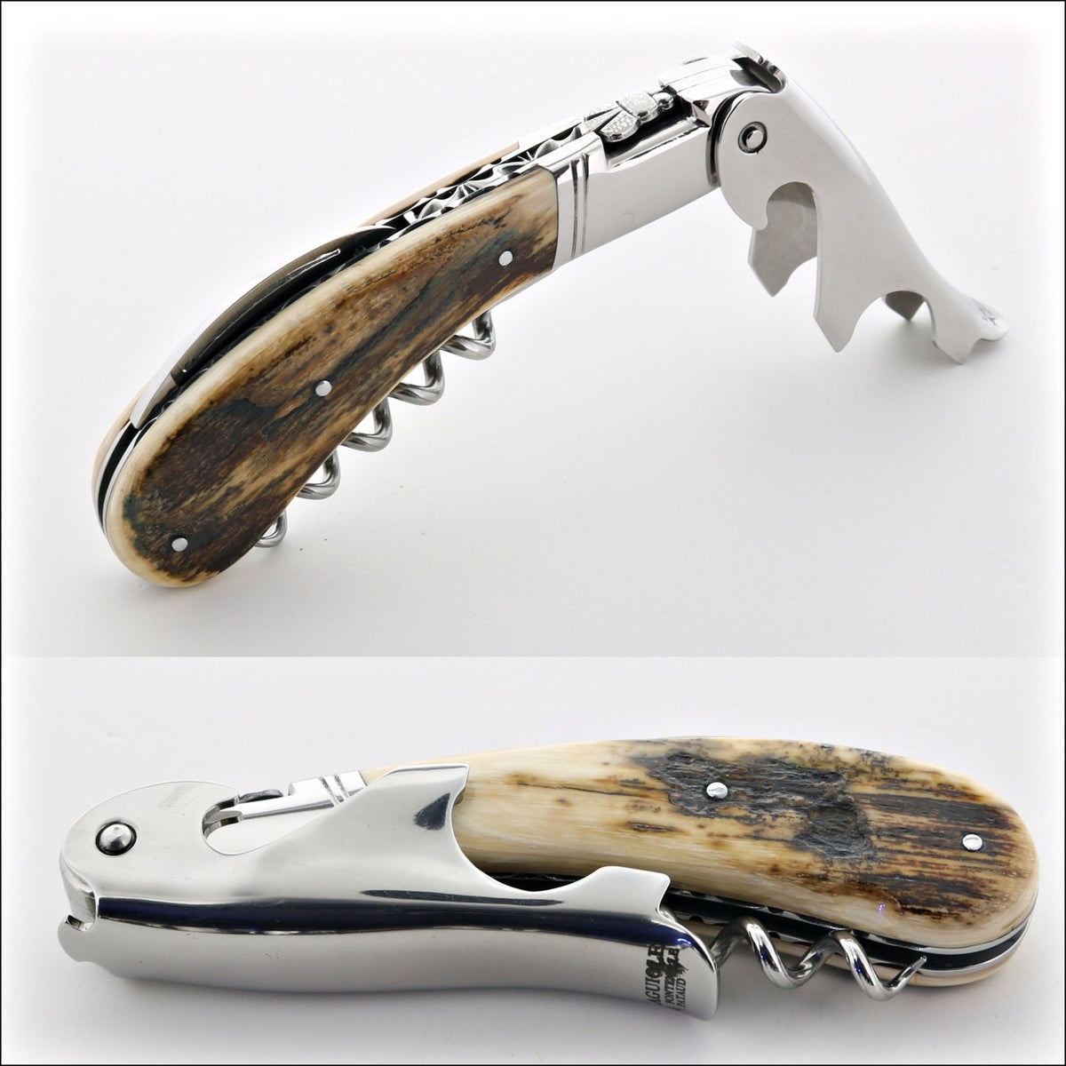 Laguiole Magnum Guilloche Fossilized Mammoth Ivory Corkscrew - G1