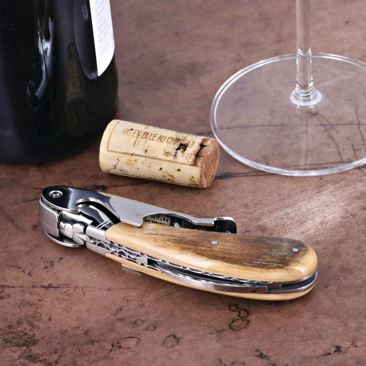 Laguiole Magnum Guilloche Fossilized Mammoth Ivory Corkscrew - G3