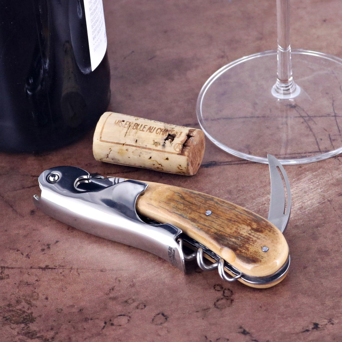 Laguiole Magnum Guilloche Fossilized Mammoth Ivory Corkscrew - G3
