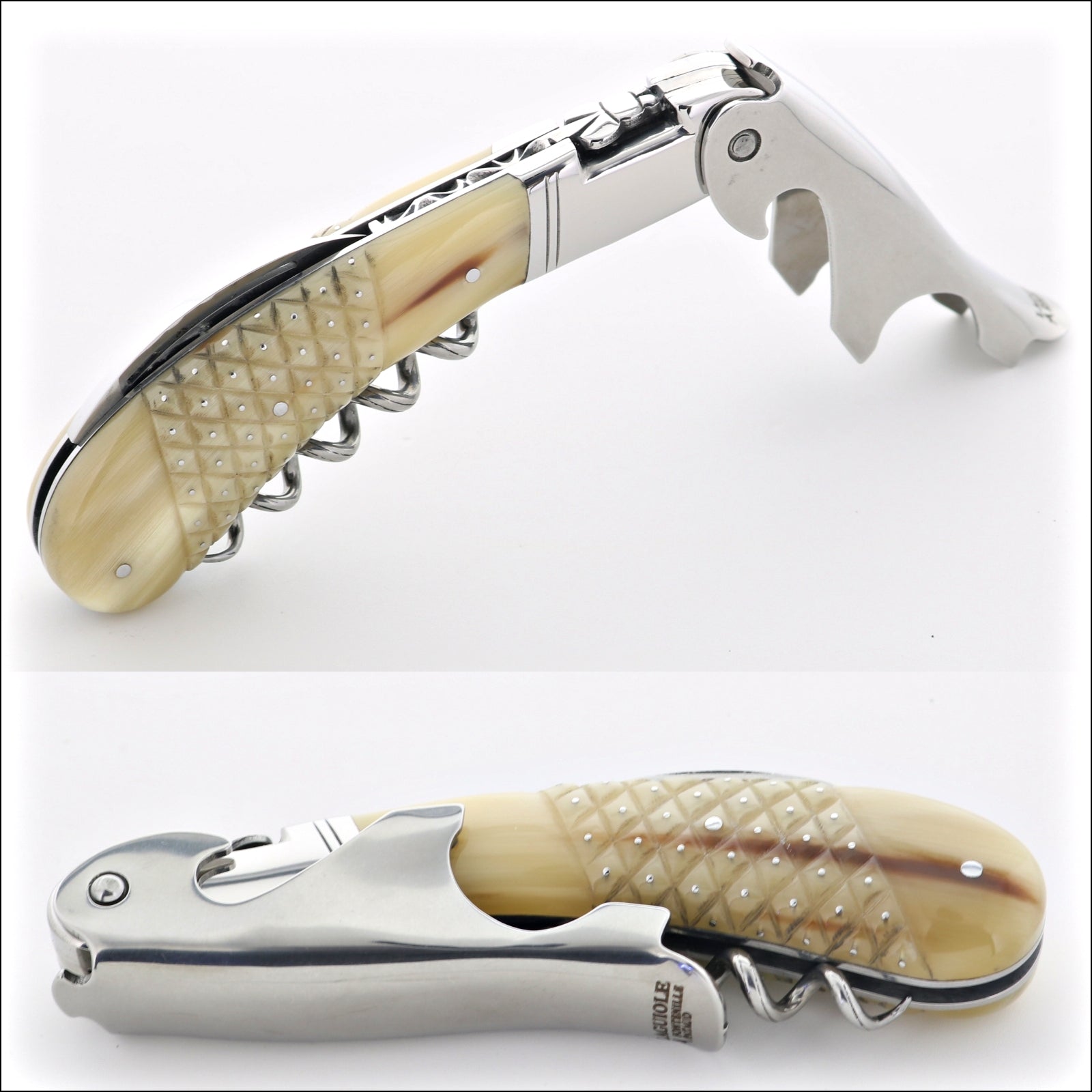 Laguiole Magnum Studded Flamed Horn Tip Corkscrew - C