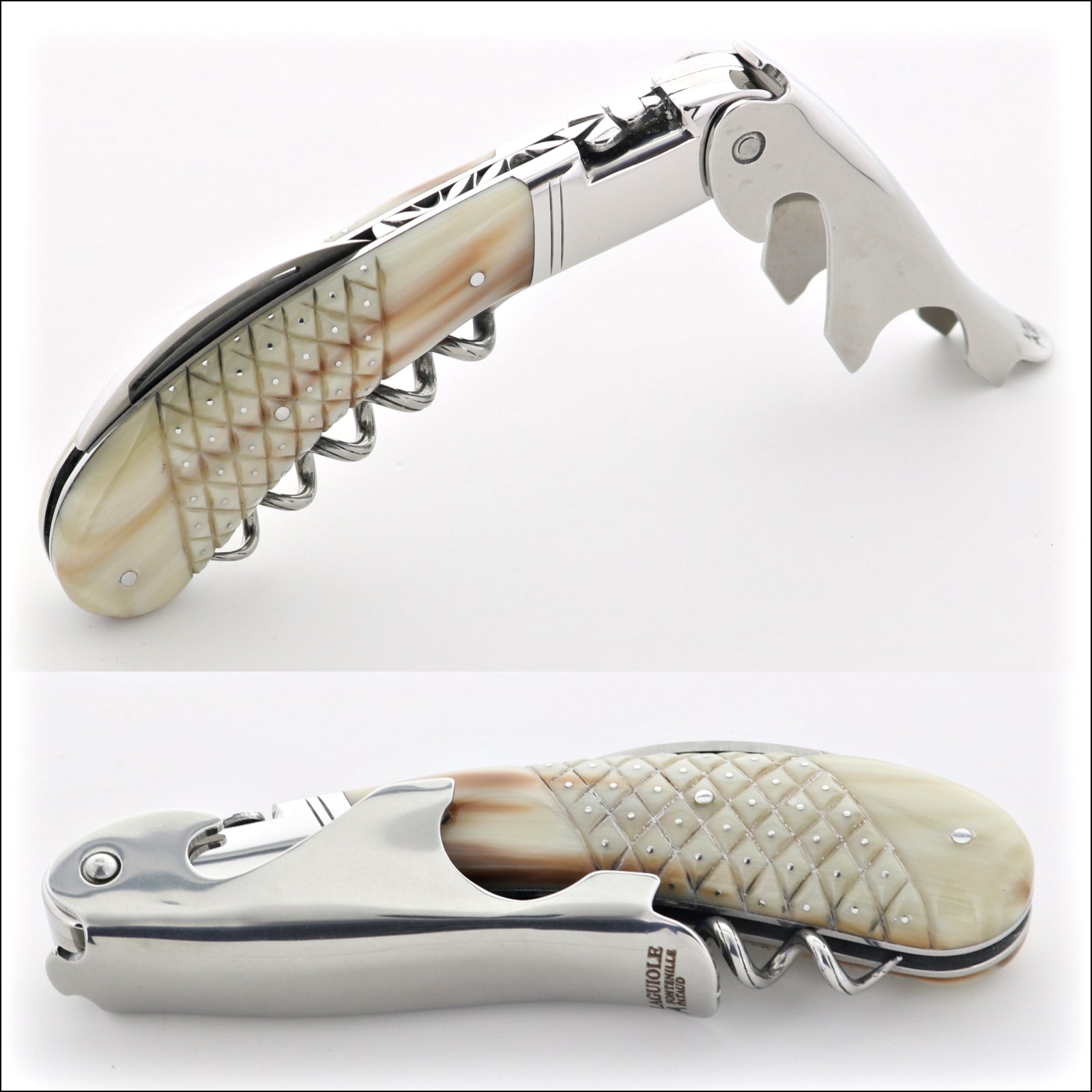 Laguiole Magnum Studded Horn Tip Corkscrew - C