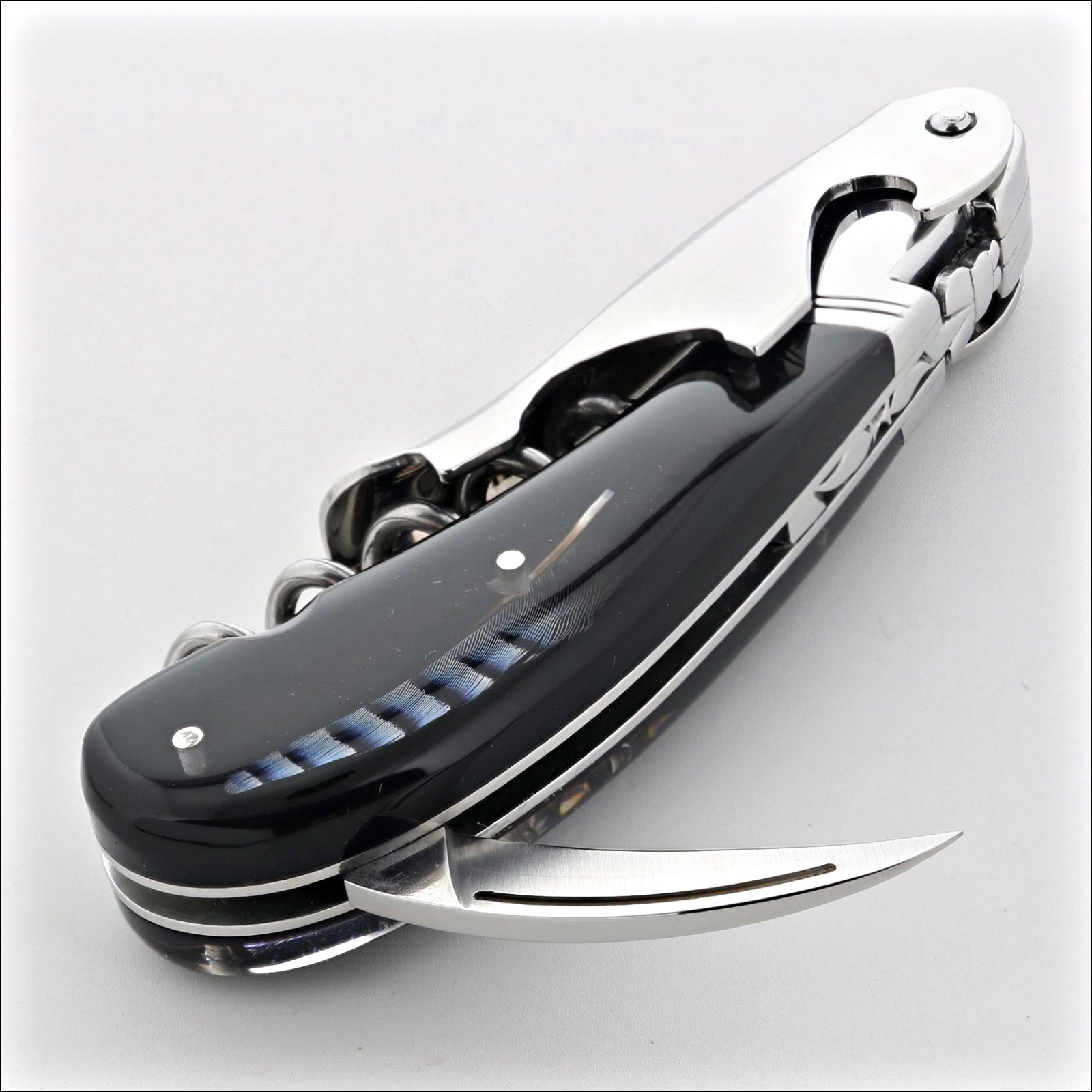 Laguiole Magnum Two-Step Corkscrew - Genuine Feather Inlay Handle - B