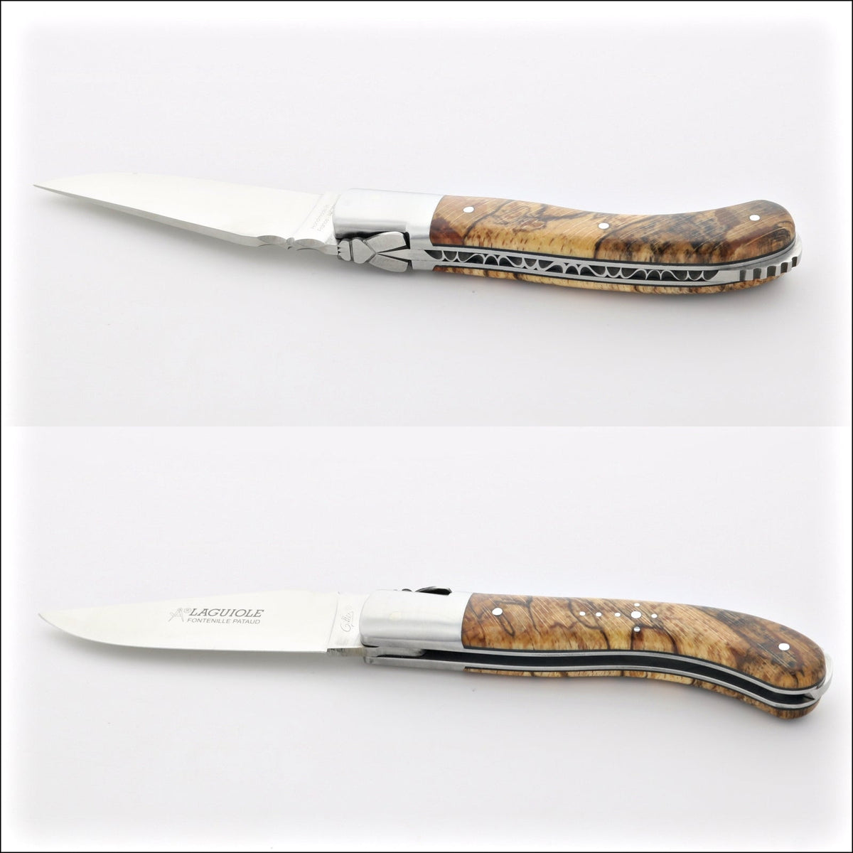 Laguiole Sport Classic Folding Knife Burled Beech End-Grain