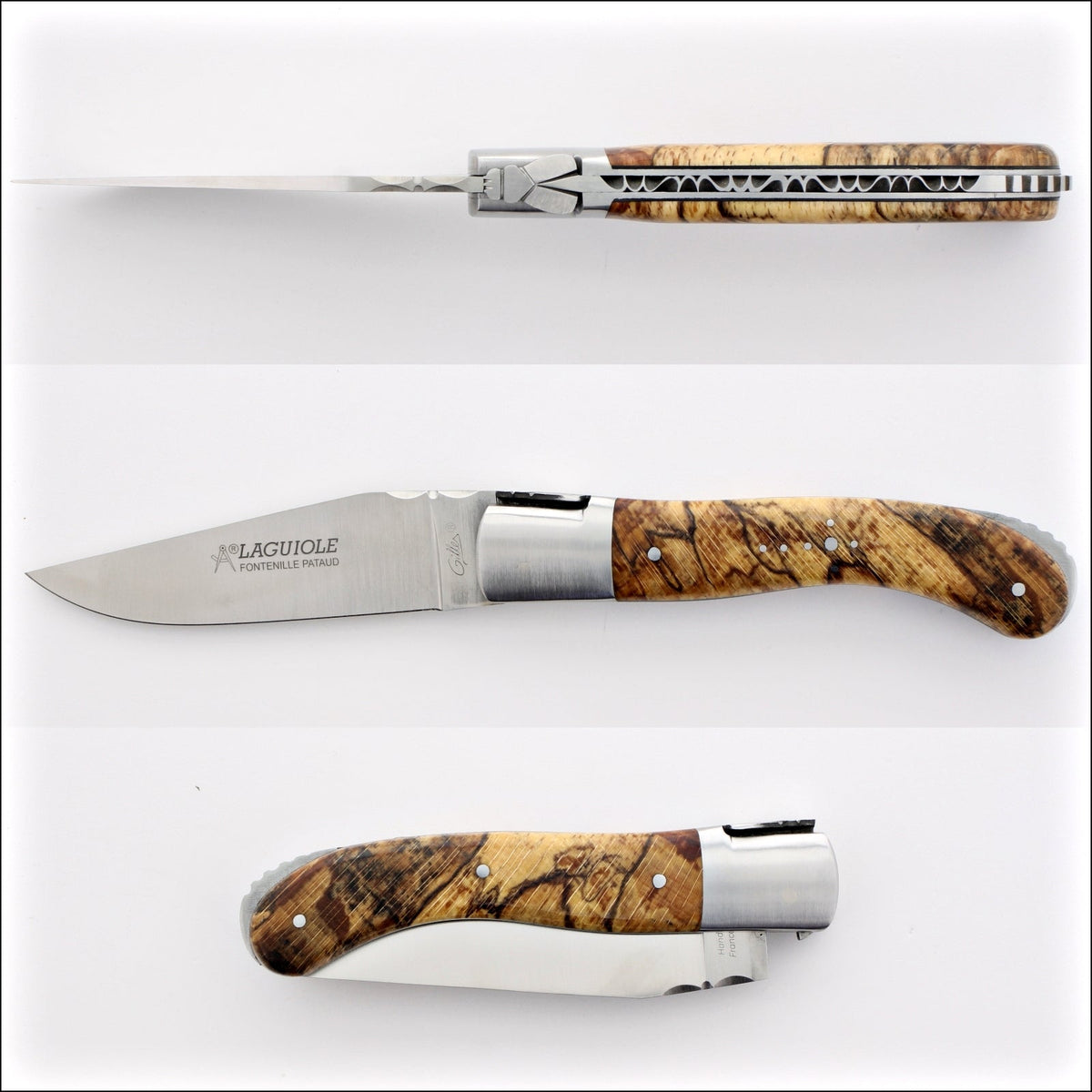 Laguiole Sport Classic Folding Knife Burled Beech End-Grain