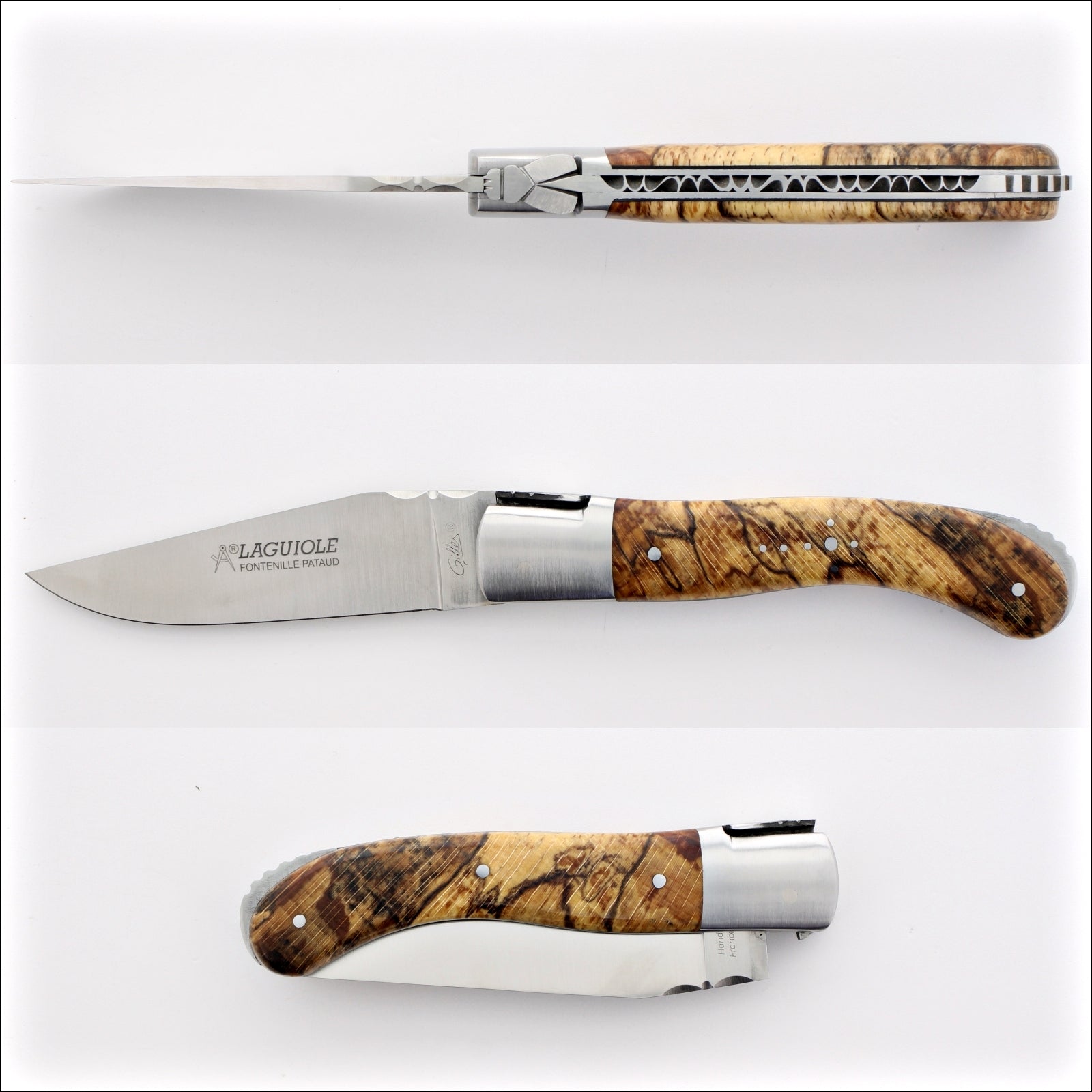 Laguiole Sport Classic Folding Knife Burled Beech End-Grain