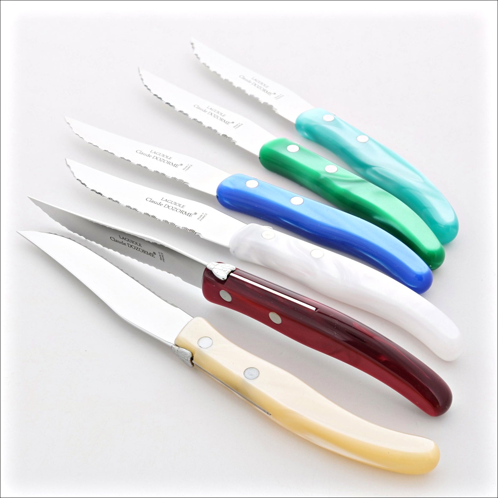 Laguiole Steak Knives, Set of 12 Berlingot Series by Claude Dozorme