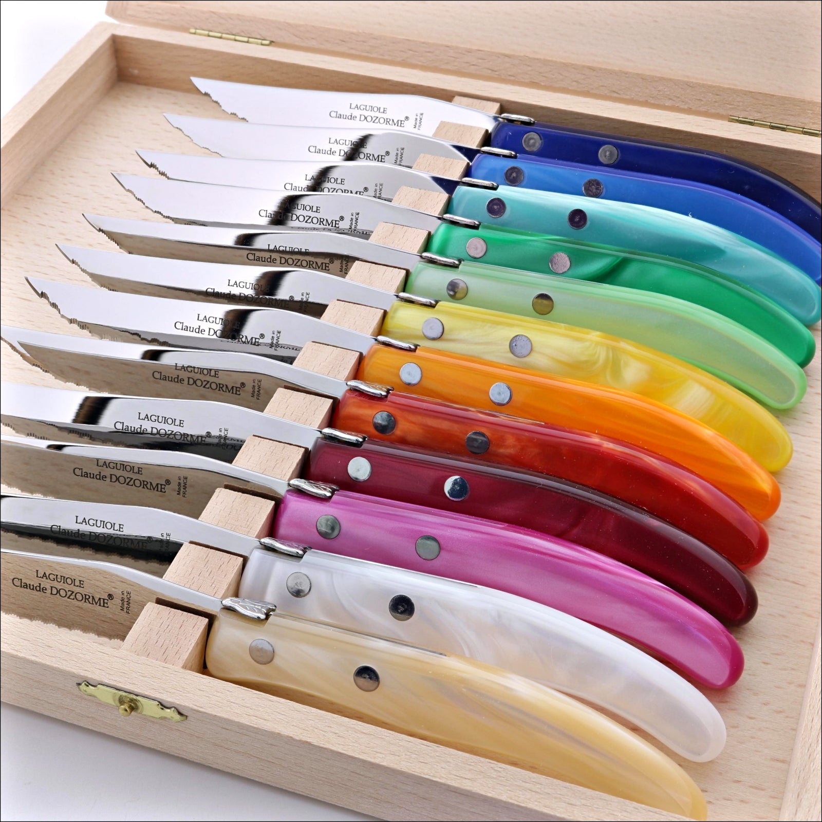 Laguiole Steak Knives, Set of 12 Berlingot Series by Claude Dozorme